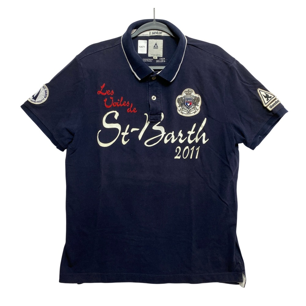 St-Barth 2011 Polo Shirt Mens XXL Navy Blue Regatta Nautical Limited Ed Gaastra